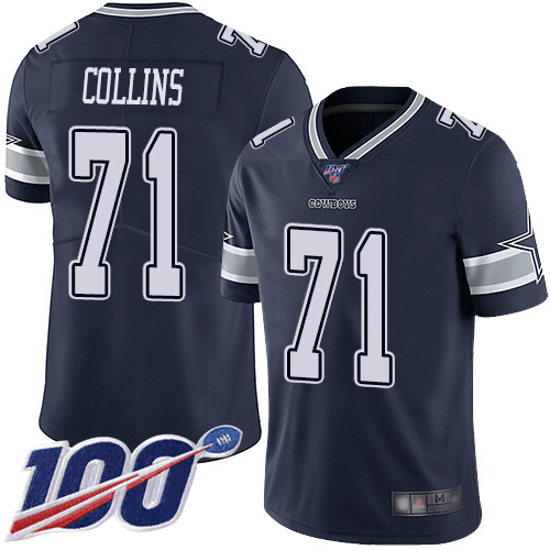 Men Dallas Cowboys Limited Navy Blue La el Collins Home #71 100th Season Vapor Untouchable NFL Jersey